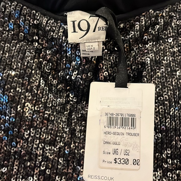 REISS NWT Hero Sequin Trouser Women’s Size 2 - Picture 7 of 9